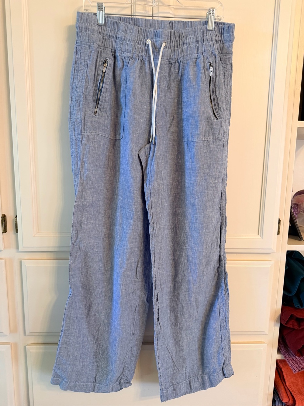 Athleta size 14 blue linen wide leg pants - Picture 1 of 3